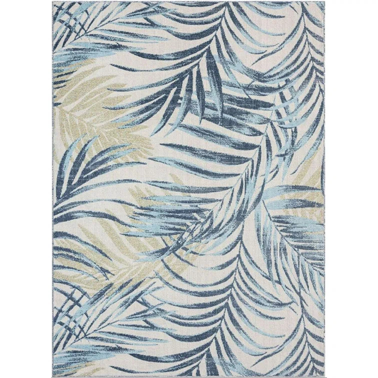 Tommy Bahama Malibu Palm Springs Coastal Indoor/Outdoor Area Rug, Ivory/Aqua Blue