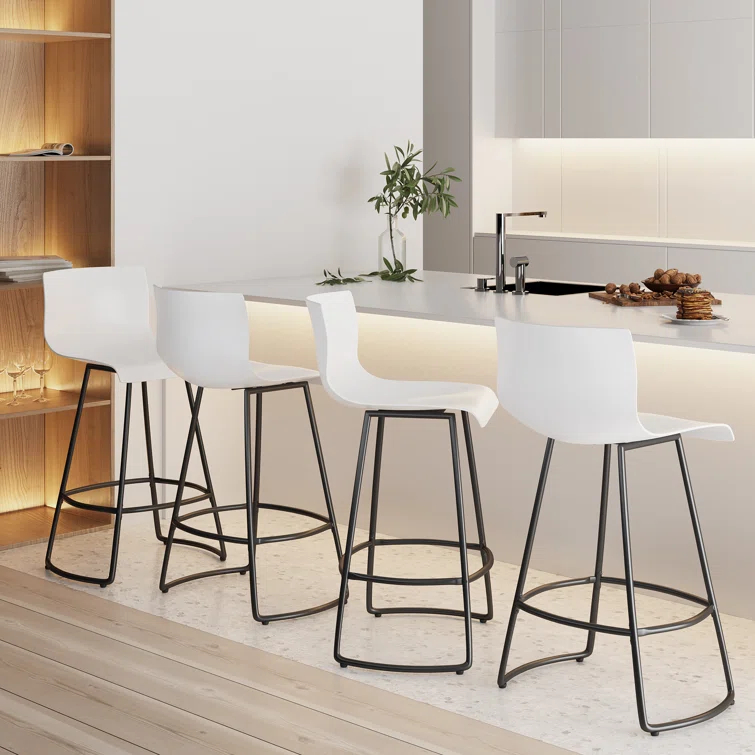 Cleek Swivel Counter Stool with Metal Frame (Set of 4)