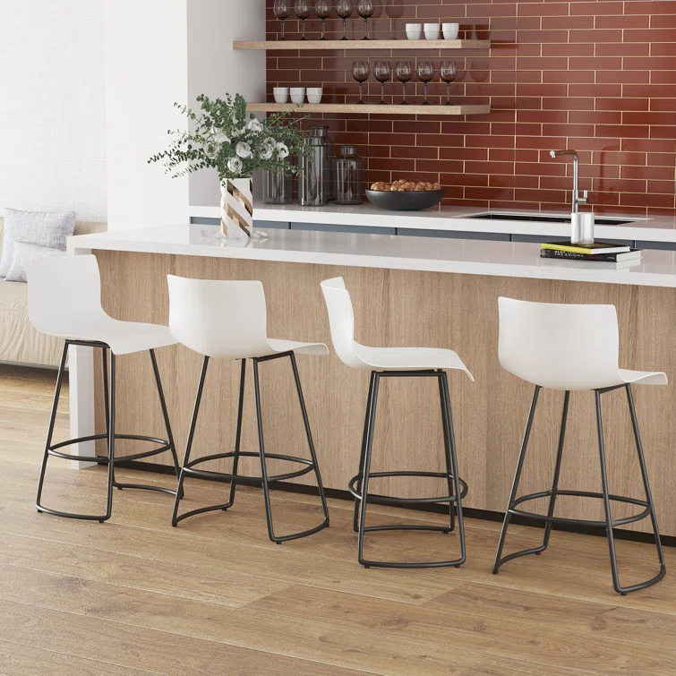 Cleek Swivel Counter Stool with Metal Frame (Set of 4)