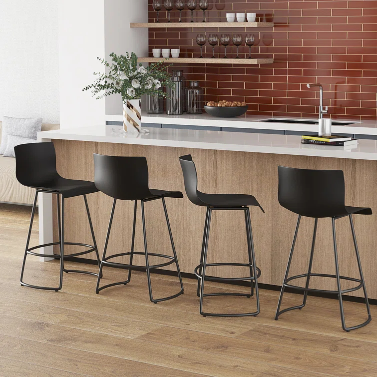 Cleek Swivel Counter Stool with Metal Frame (Set of 4)