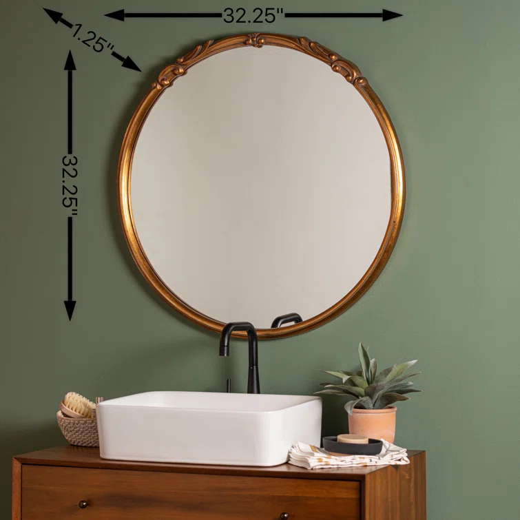 Elegant Franco 34" Round Silver and Gold Wall Mirror