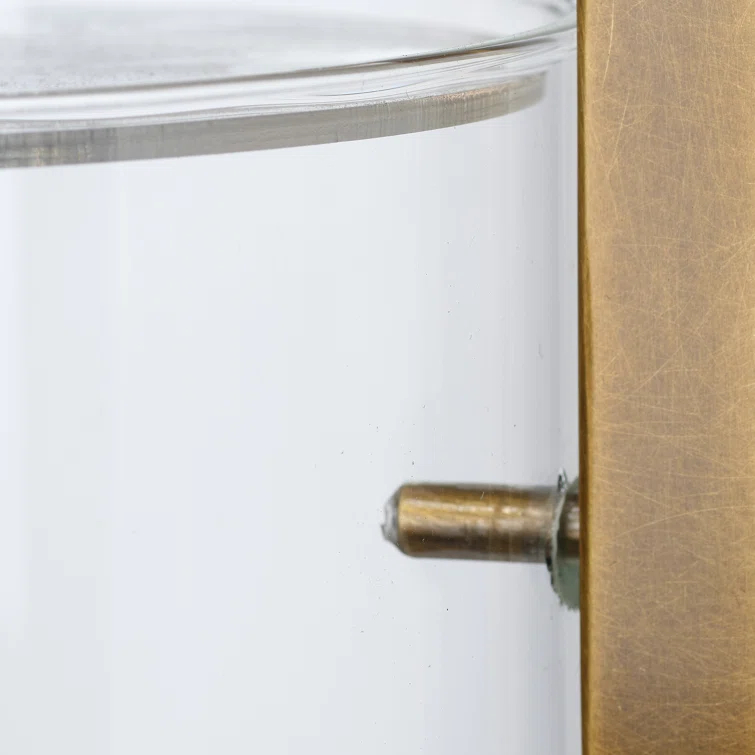 Sleek Antique Brass & Clear Glass Cylinder Pendant Light