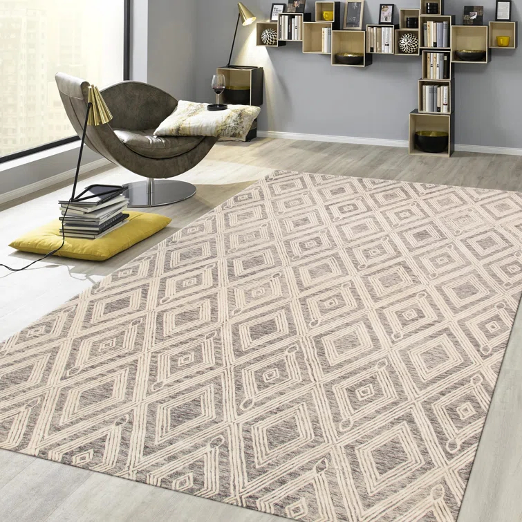Hand Tufted Viscose Geometric Rug