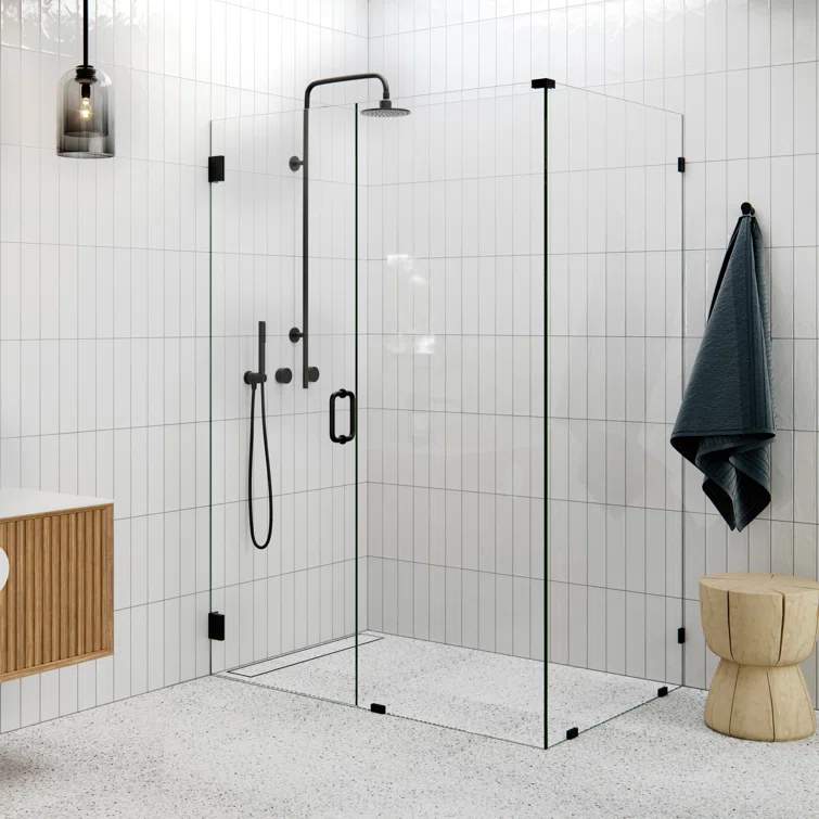 Illume 51 in. x 35 in. x 78 in. 90-degree Fully Frameless Wall Hinged Glass Shower Enclosure