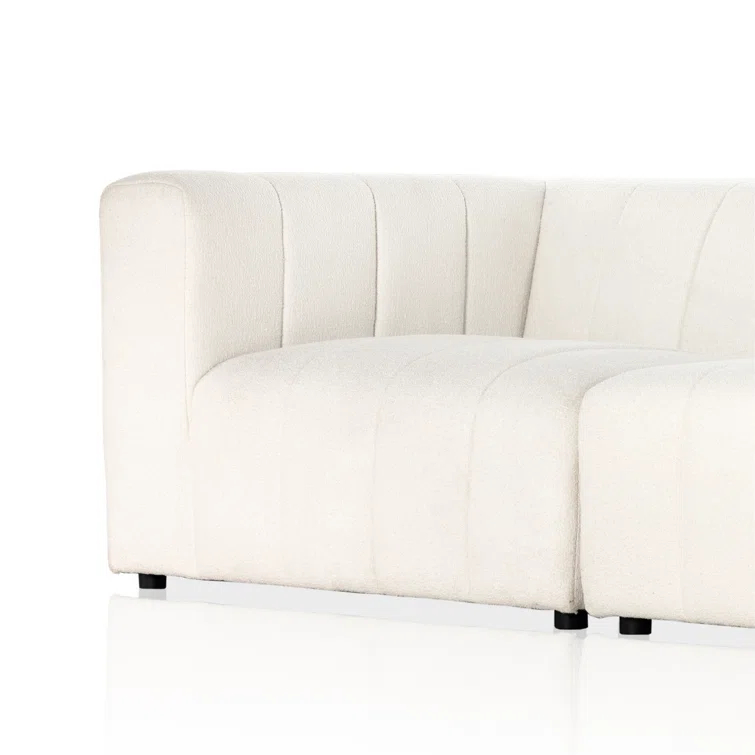 Fayette Cloud White Tufted Fabric 3-Piece Sectional Sofa