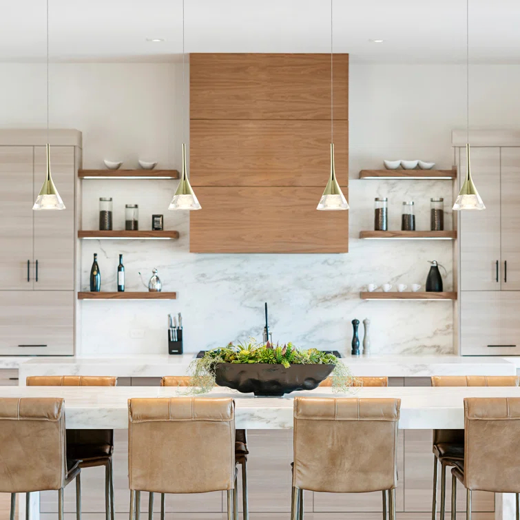 Amalfi 4.75-in Integrated LED Height Adjustable ETL Certified Pendant Light with Cone Shade