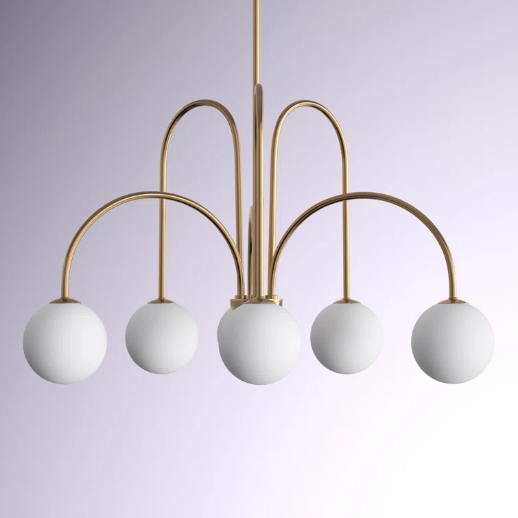 Abrial 6 - Light 25.98 inch Sputnik Empire Glass Shade Chandelier