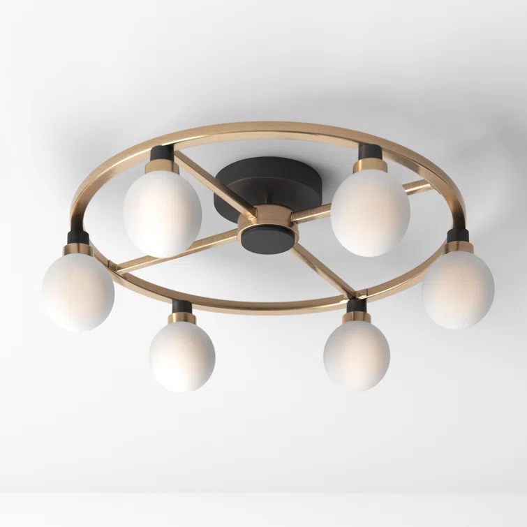 Andrea 6 Light Glass Semi Flush Mount