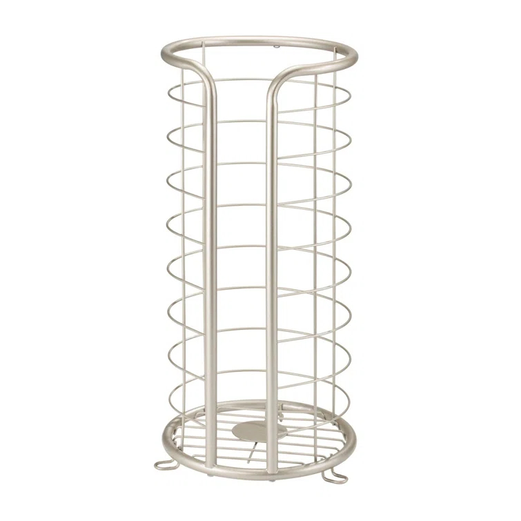 mDesign Metal Toilet Paper Holder Stand, Freestanding 3 Roll Reserve