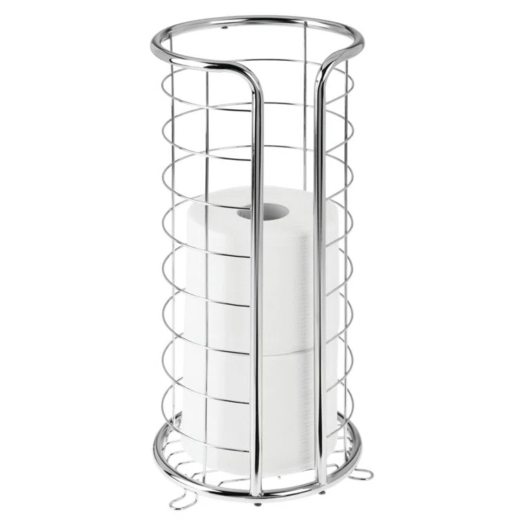 mDesign Metal Toilet Paper Holder Stand, Freestanding 3 Roll Reserve