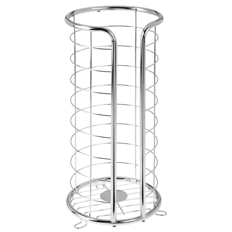 mDesign Metal Toilet Paper Holder Stand, Freestanding 3 Roll Reserve