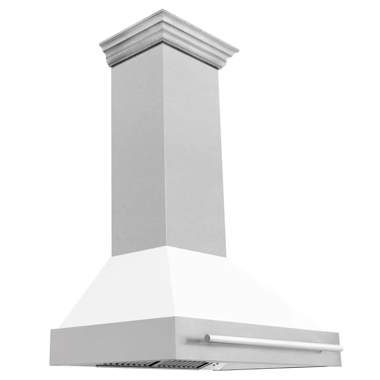 ZLINE 36 in. Satin Steel Wall Mount Range Hood and Stainless Steel Handle