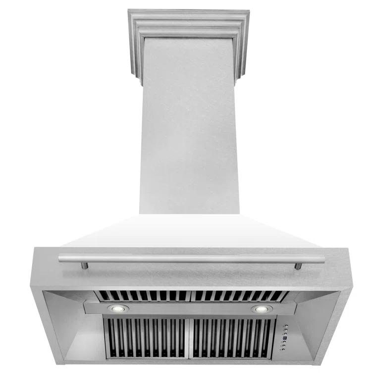 ZLINE 36 in. Satin Steel Wall Mount Range Hood and Stainless Steel Handle