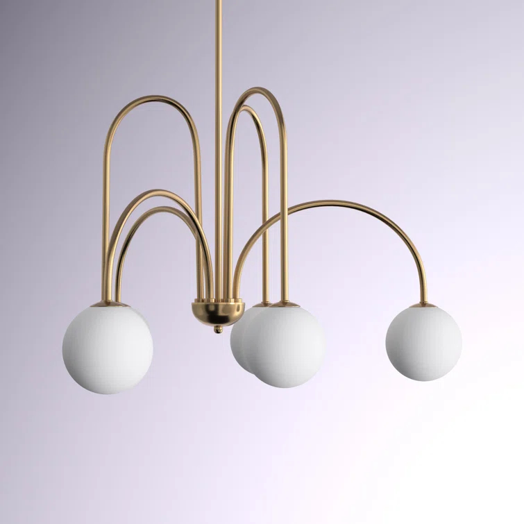 Abrial 6 - Light 25.98 inch Sputnik Empire Glass Shade Chandelier