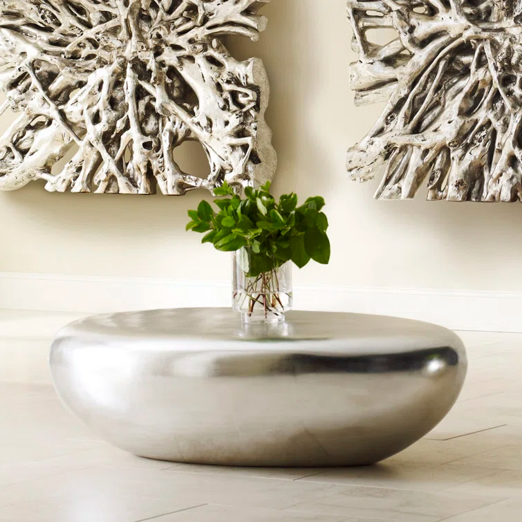 Silver Leaf River Stone Coffee Table