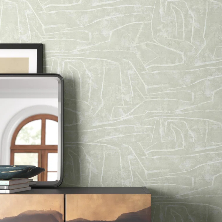 Beige Abstract Vinyl Peel and Stick Wallpaper Roll