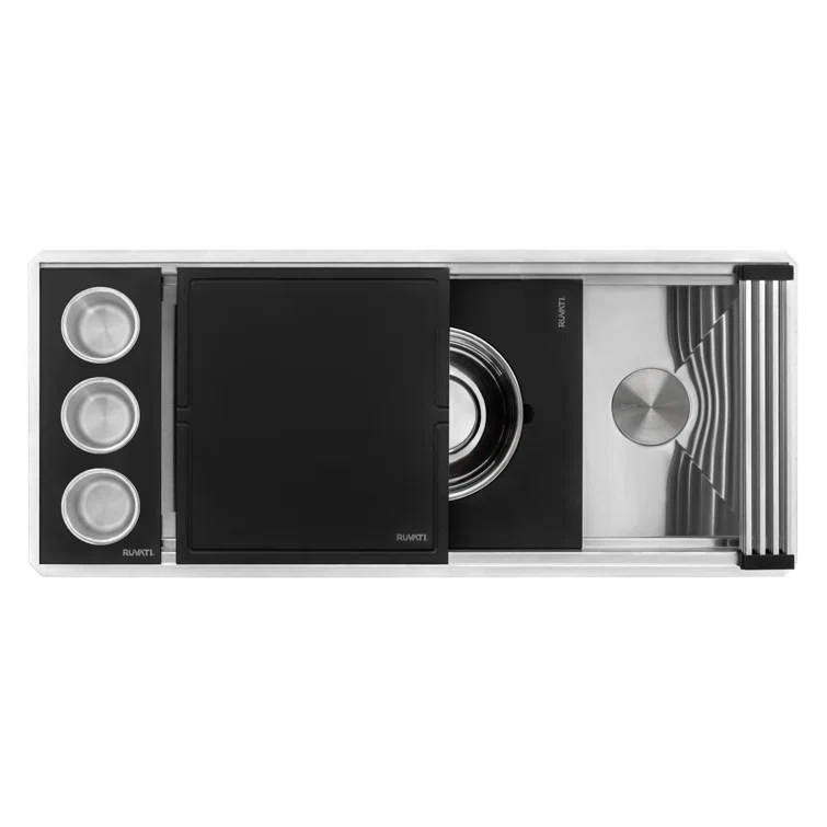 Ruvati 45-inch Workstation Two-Tiered Ledge Kitchen Sink Undermount 16 Gauge Stainless Steel