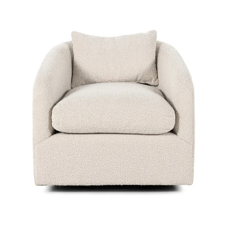 Knoll Natural Leather Swivel Accent Chair with Plush Seating