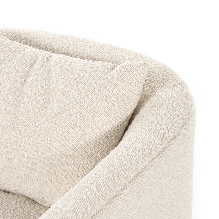 Knoll Natural Leather Swivel Accent Chair with Plush Seating