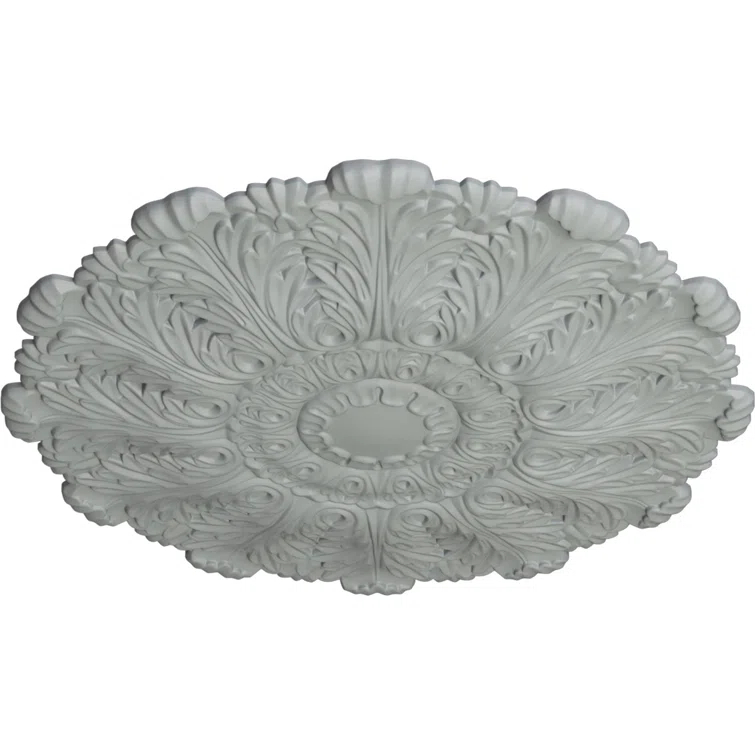 Ekena Millwork Endurathane Bradford Ceiling Medallion, 32 5/8"OD x 2"P (Fits Canopies up to 6 5/8"), Hand-Painted Green Gold Finish CM31DU