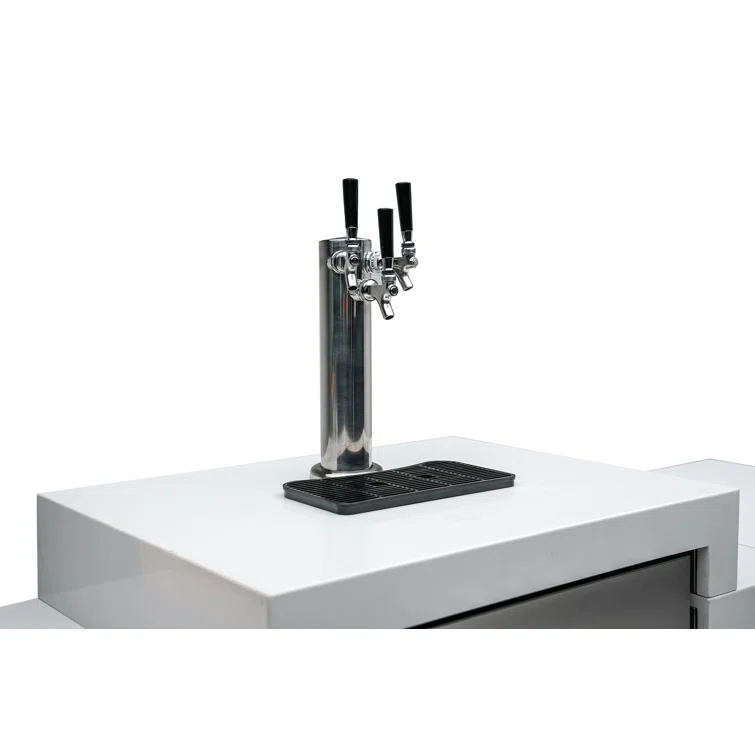 Mont Alpi MAi805-DKEGBEV 44-inch 6-Burner 115000 BTU Deluxe Stainless Steel Island Outdoor Kitchen Bar Gas Barbecue Island Grill with Wine Cooler Beverage Center Refrigerator + 3 Beer Tap Kegerator