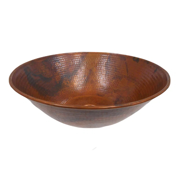 14"Round Copper Vessel Bathroom Sink