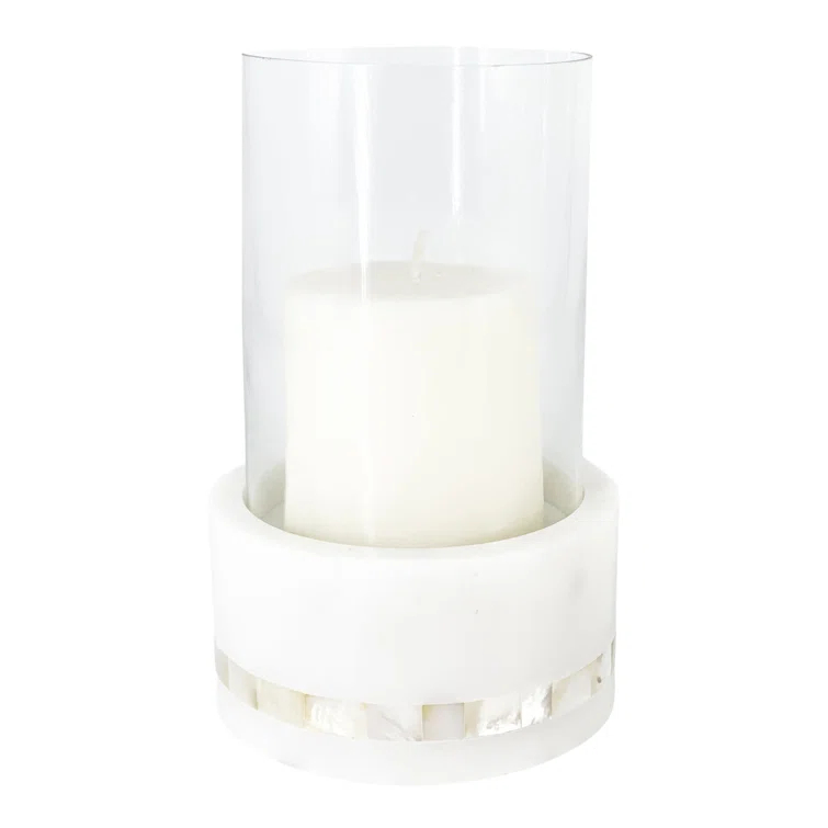 Anaya 7.63" Marble Tabletop Hurricane | Wayfair