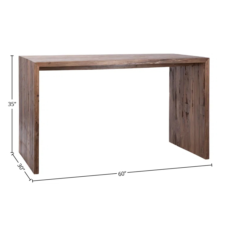 Chilton 60-Inch Rectangular Reclaimed Teak Waterfall Writing Desk