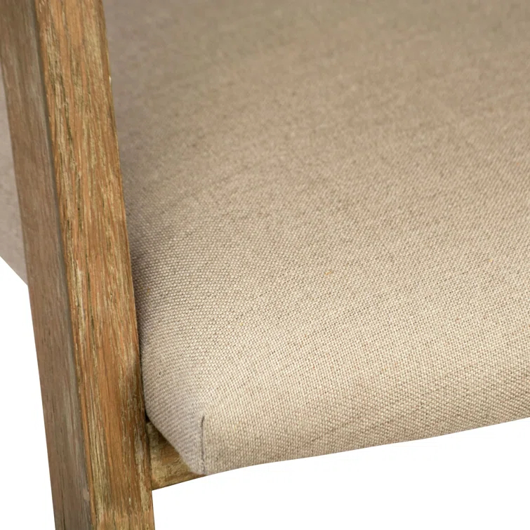 Jensen Natural Oak Curved Back Dining Arm Chair With Upholstered Ivory Linen Seat