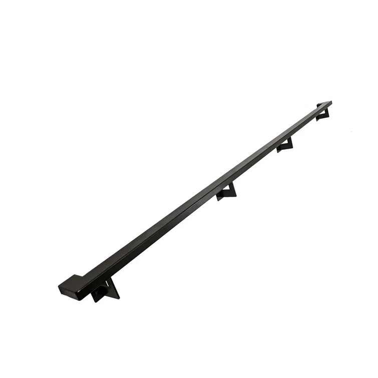 Urban Contemporary Handrail Grab Bar Kit, L Steel Brackets, Returns to Wall, Powder Coat