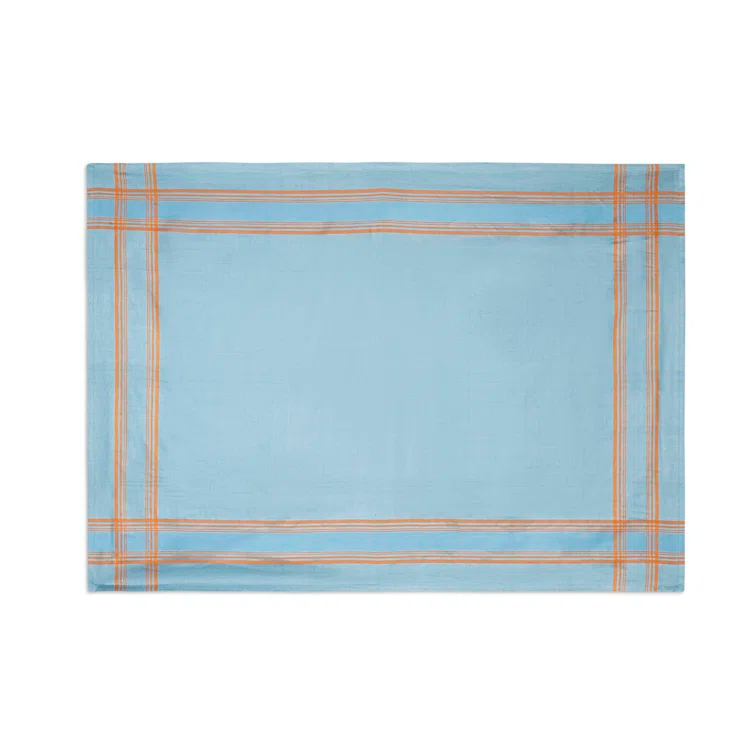 French Home French Home Linen Boulevard Tablecloth - Denim and Terracotta
