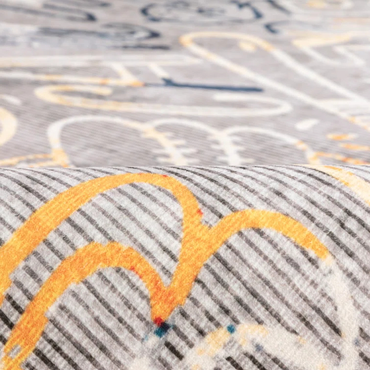 Sportsglyphs Gray Tones Baseball Power Loom Polyester Area Rug