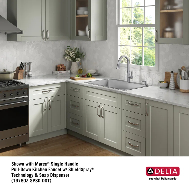 Delta Marca™ Drop-In Undermount Stainless Steel Single Bowl Kitchen Sink with Accessories