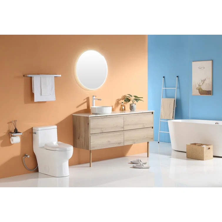1.28 GPF Single-Flush（Left）/Dual Flush(Top) Elongated Comfort Height Floor Mounted One-Piece Toilet (Soft Closing Included)