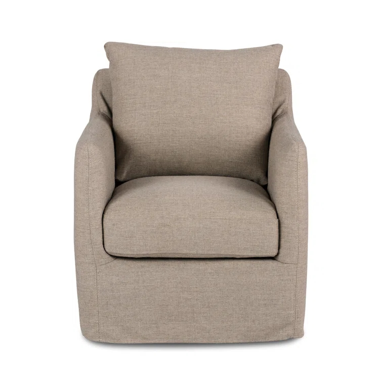Alcala Taupe Glove Leather Swivel Accent Chair