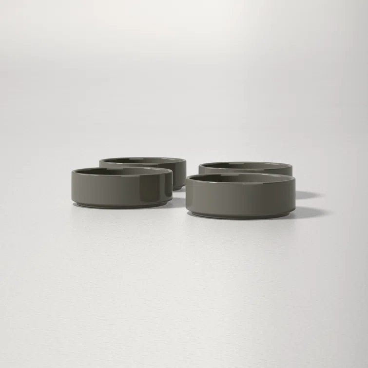 Charcoal Ceramic Shallow Pasta Bowls Set of 4