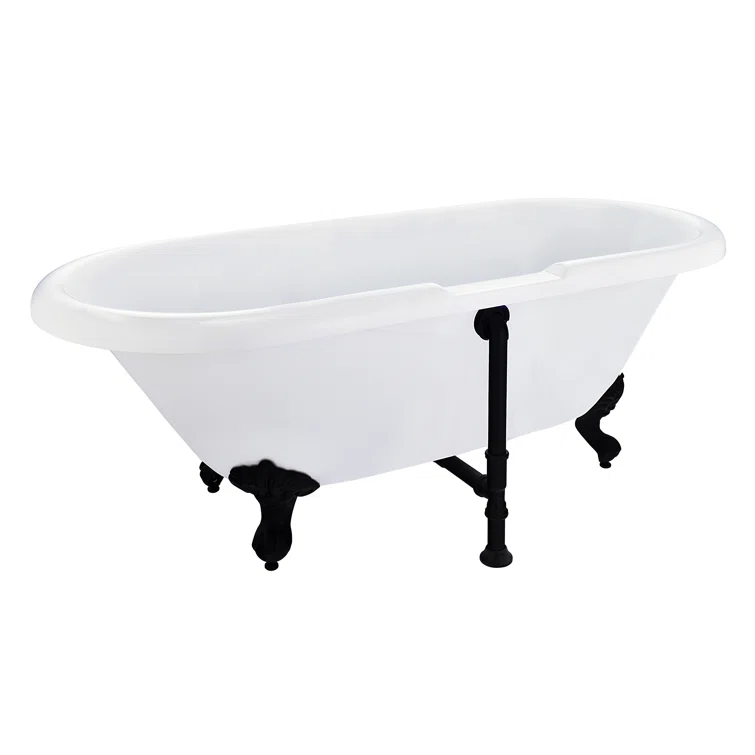 Altair 52167-BAT-GR-BB Kerta 66.9'' x 29.1'' Freestanding Soaking Acrylic Bathtub