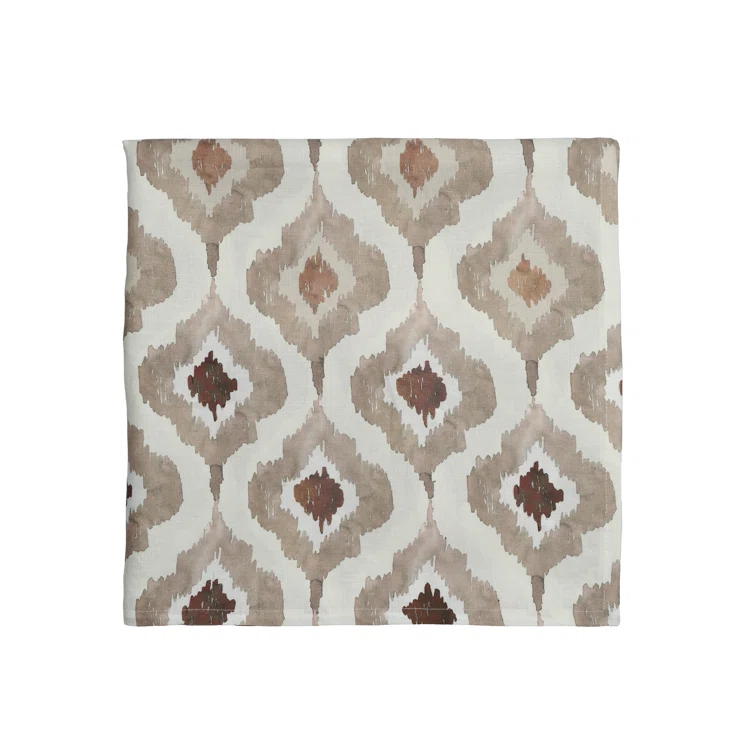 Taupe and Beige Linen Watercolor Ikat Tablecloth