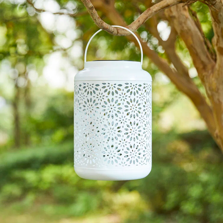8.75" H Metal Wire Solar Powered Outdoor Hanging Lantern