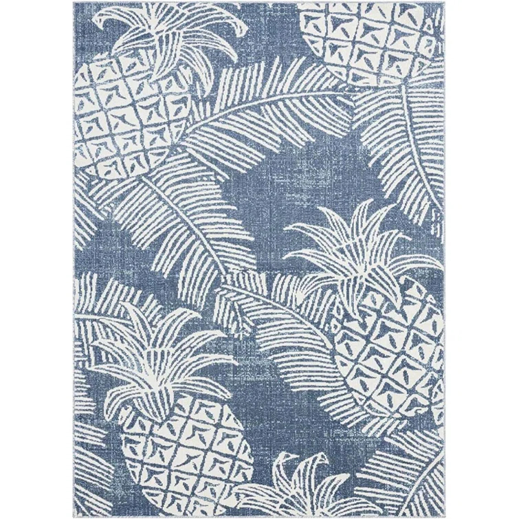 Tommy Bahama Malibu Pineapple Coastal Indoor/Outdoor Area Rug, Navy/Ivory