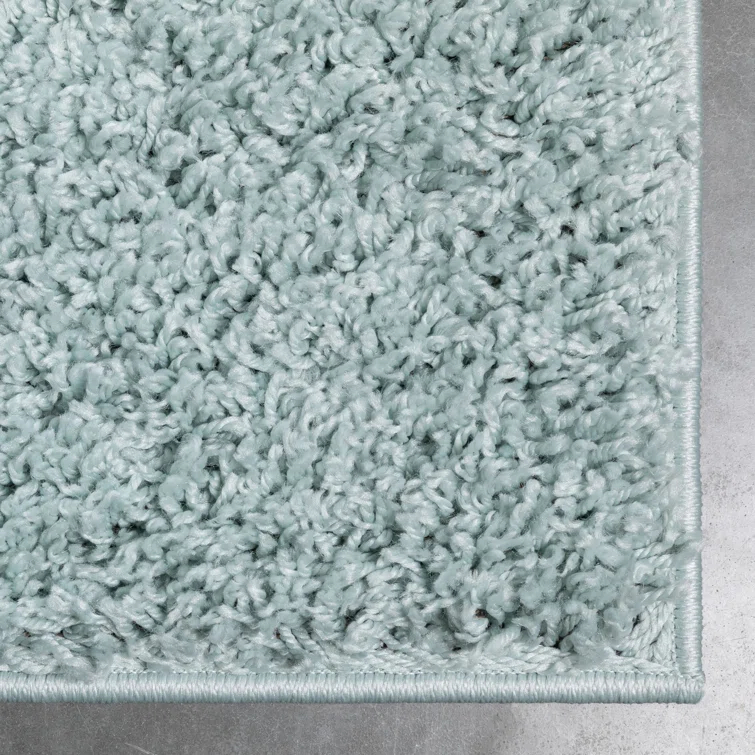Papastamelos Basics Emerson Plain Textured Seafoam Green Shag Area Rug