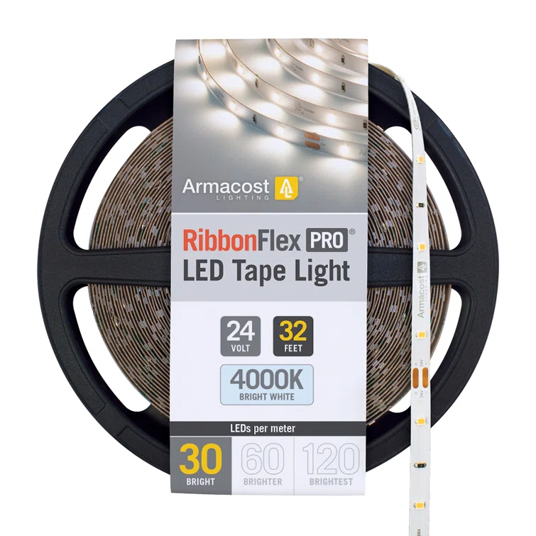 Armacost Lighting RibbonFlex Pro, 24V, 4000K, 30LEDs/M, IP20, 10M Under Cabinet Strip Light 154250