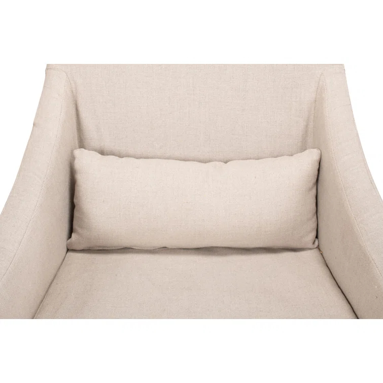 Transitional Beige Skirted Arm Chair with Matching Kidney Pillow