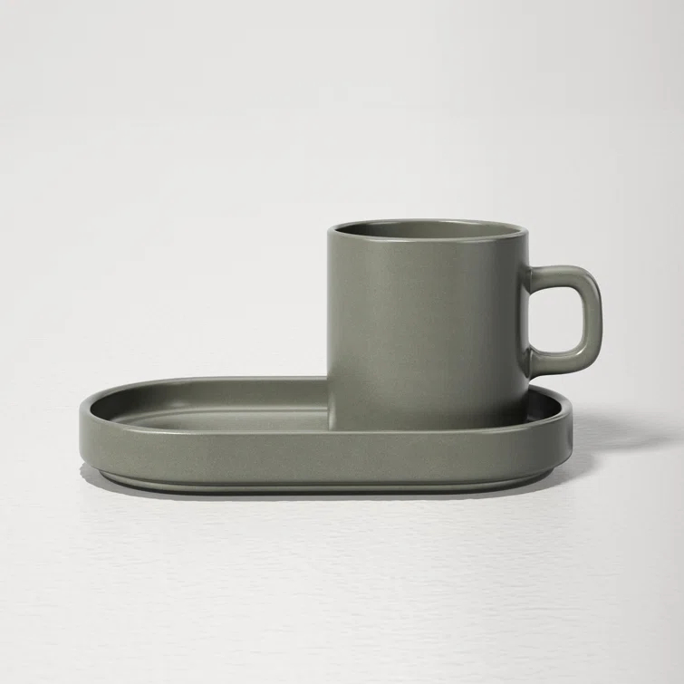 PILAR Stoneware Espresso Cup with Tray