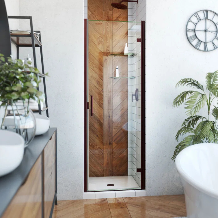 25" - 24" W x 72.62" H Pivot Semi-Frameless Shower Door