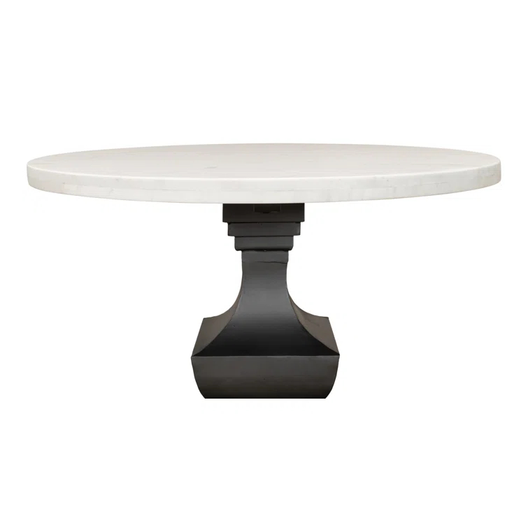 Haviland Round Marble Top Metal Base Dining Table
