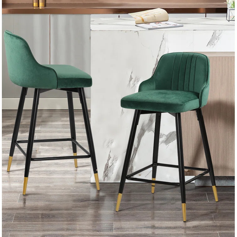 Swivel Velvet Upholstered Counter & Bar Stool (Set of 2)