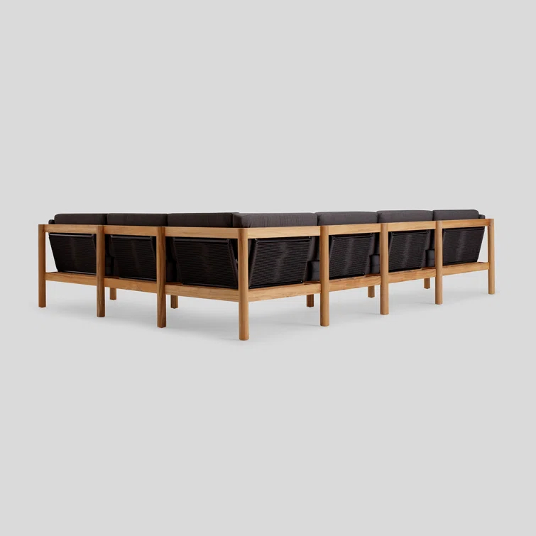 Haven 8-Piece U-Shaped Teak Outdoor Sectional with Sunbrella Cushions