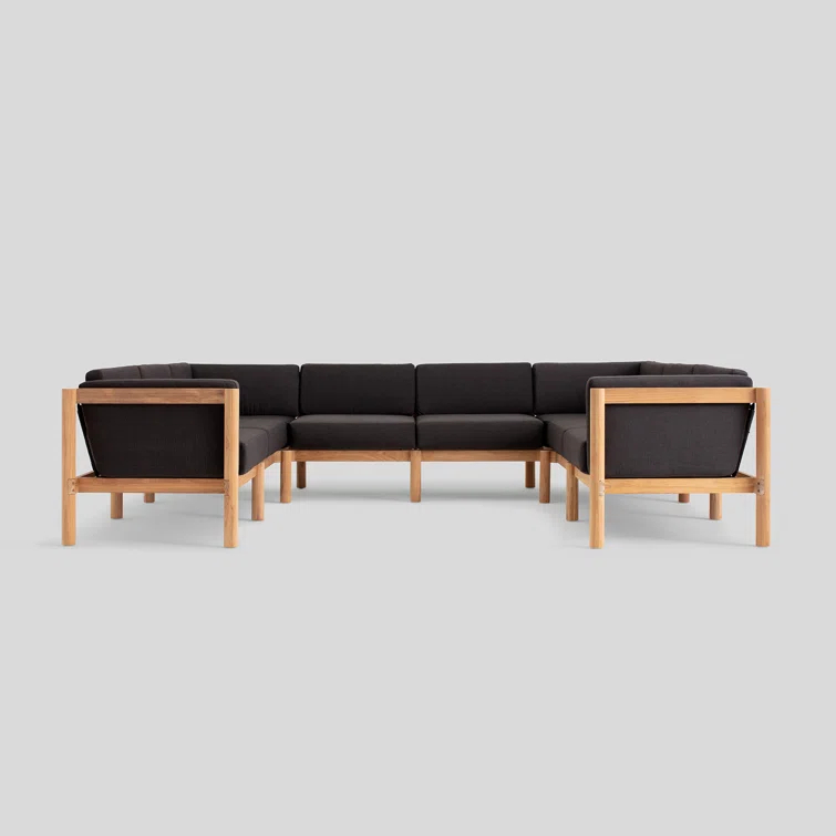 Haven 8-Piece U-Shaped Teak Outdoor Sectional with Sunbrella Cushions