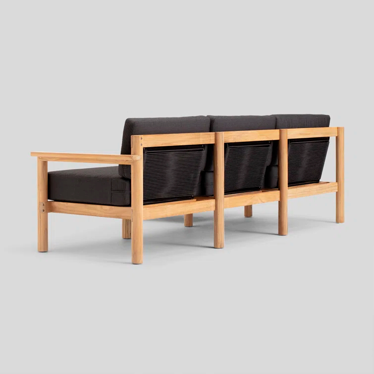 Haven 4-Piece Teak Outdoor Sectional with Sunbrella Cushions and Wooden Armrest